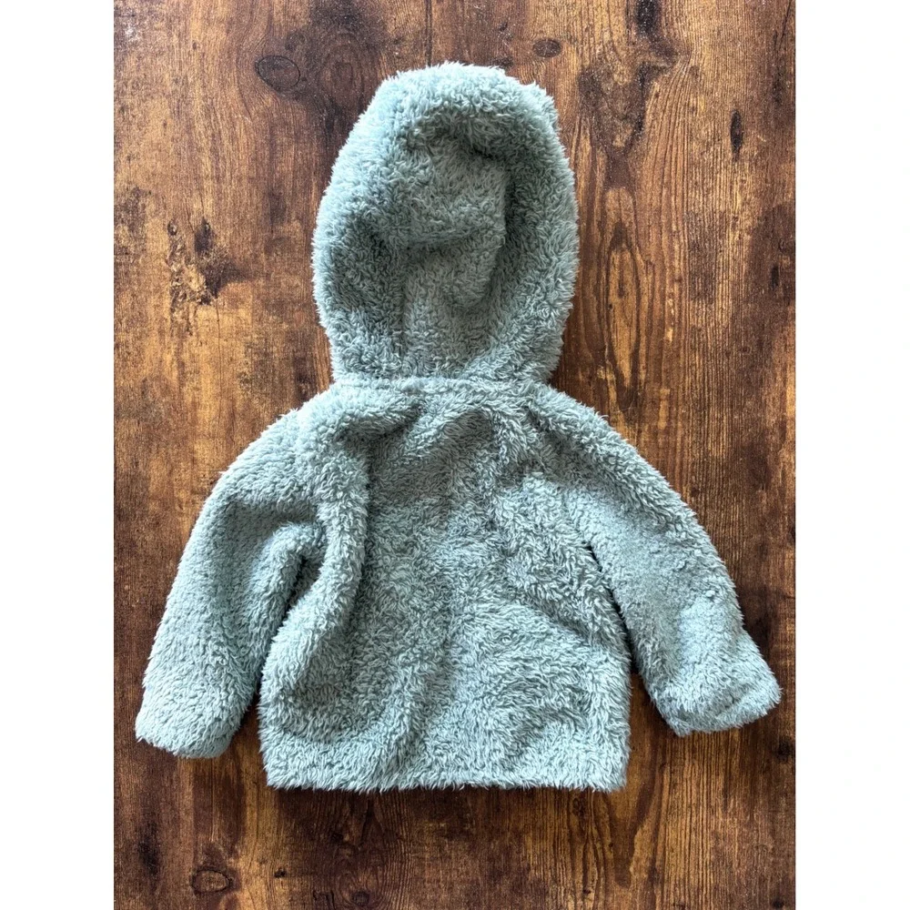 Carters Baby Sage Green Sherpa Fleece Bear Ear Hoodie Jacket 18M